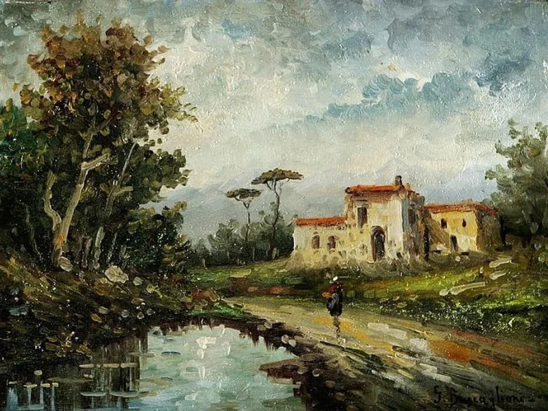 1868-Giuseppe Buscaglione - Paesaggio rurale